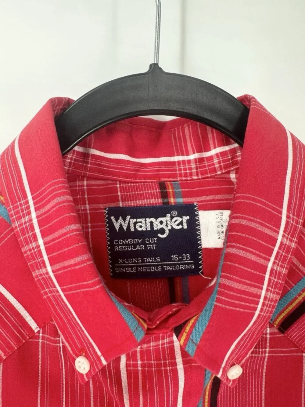 Vintage Wrangler Hot Pink Stiped Button Up Long Sleeve Men’s L? Read
